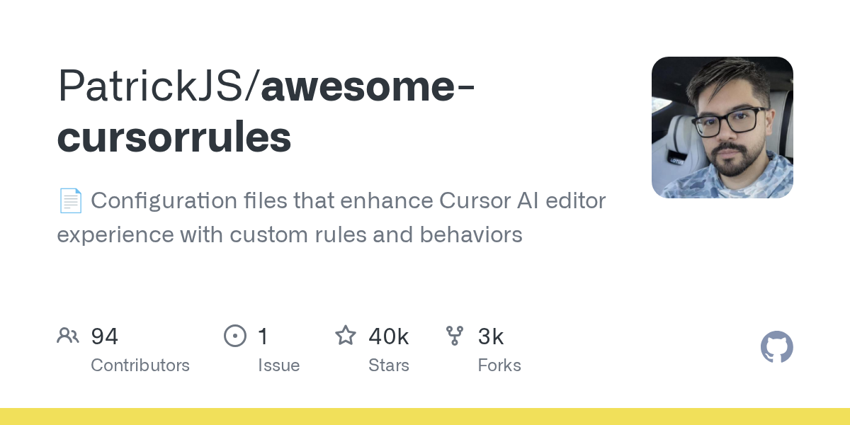 awesome-cursorrules — Reglas .cursorrules curadas para cada stack